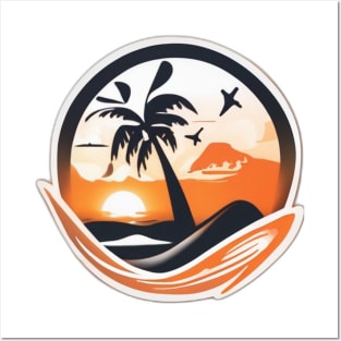 Tropical Sunset Paradise Circle Design No. 780 Posters and Art